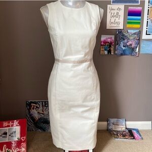 Calvin Klein Cream Sheath Midi Dress for Work